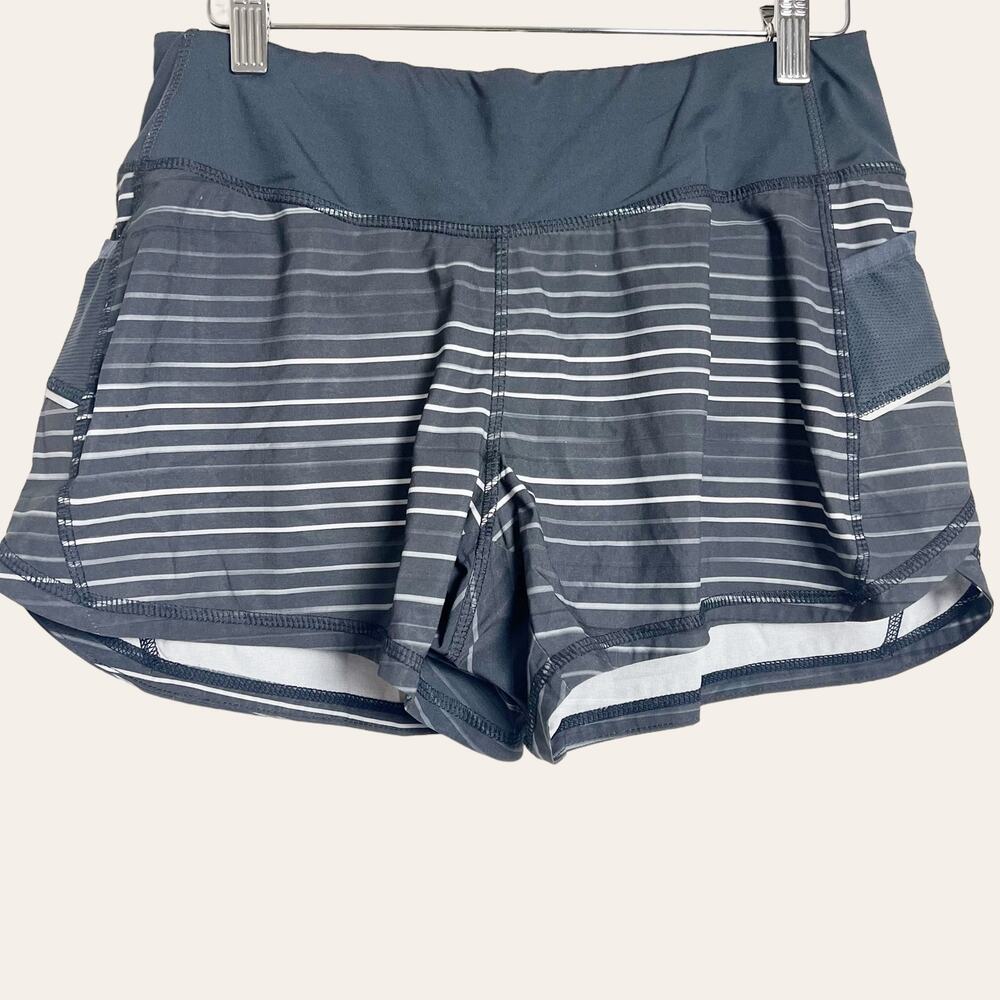 Athleta Ready Set Go Black Striped Athletic Running Shorts Size Small